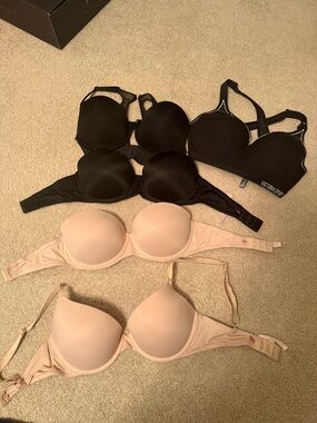 Victoria's Secret Black and Nude Mixed Bra Bundle 34DD
